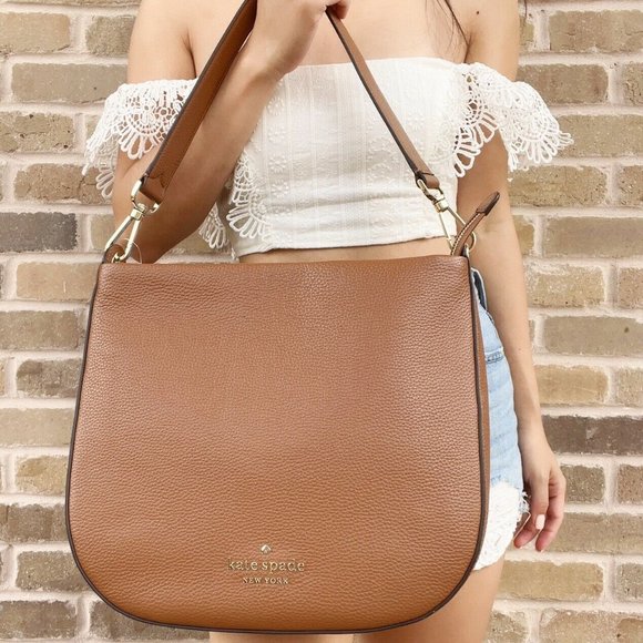 Kate Spade Lexy Shoulder Bag Pebbled Leather Large Hobo Warm Gingerbread - Picture 3 of 6